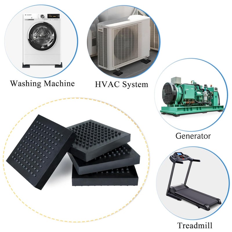 BXI Machine Anti Vibration Mats Heavy Duty - 6 x 6 x 0.8 Inches 4 Pcs Non Slip Noise Reduction Anti Vibration Mats, Thick Steel Embedded Rubber Pad for Air Compressor, Swamp Cooler, Generator, HVAC - Image 5